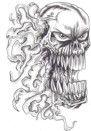 311x450 Flaming Skulls Drawings - Flaming Skull Sketch