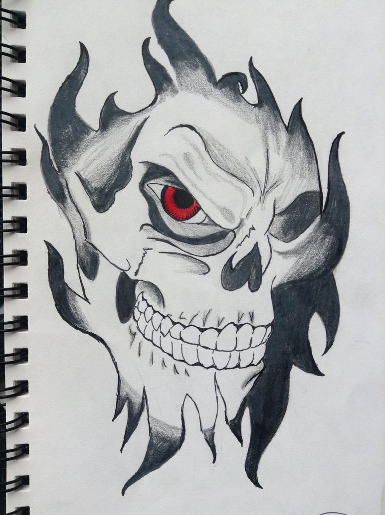 772x1034 Flaming Skull By Psychoticmyth - Flaming Skull Sketch
