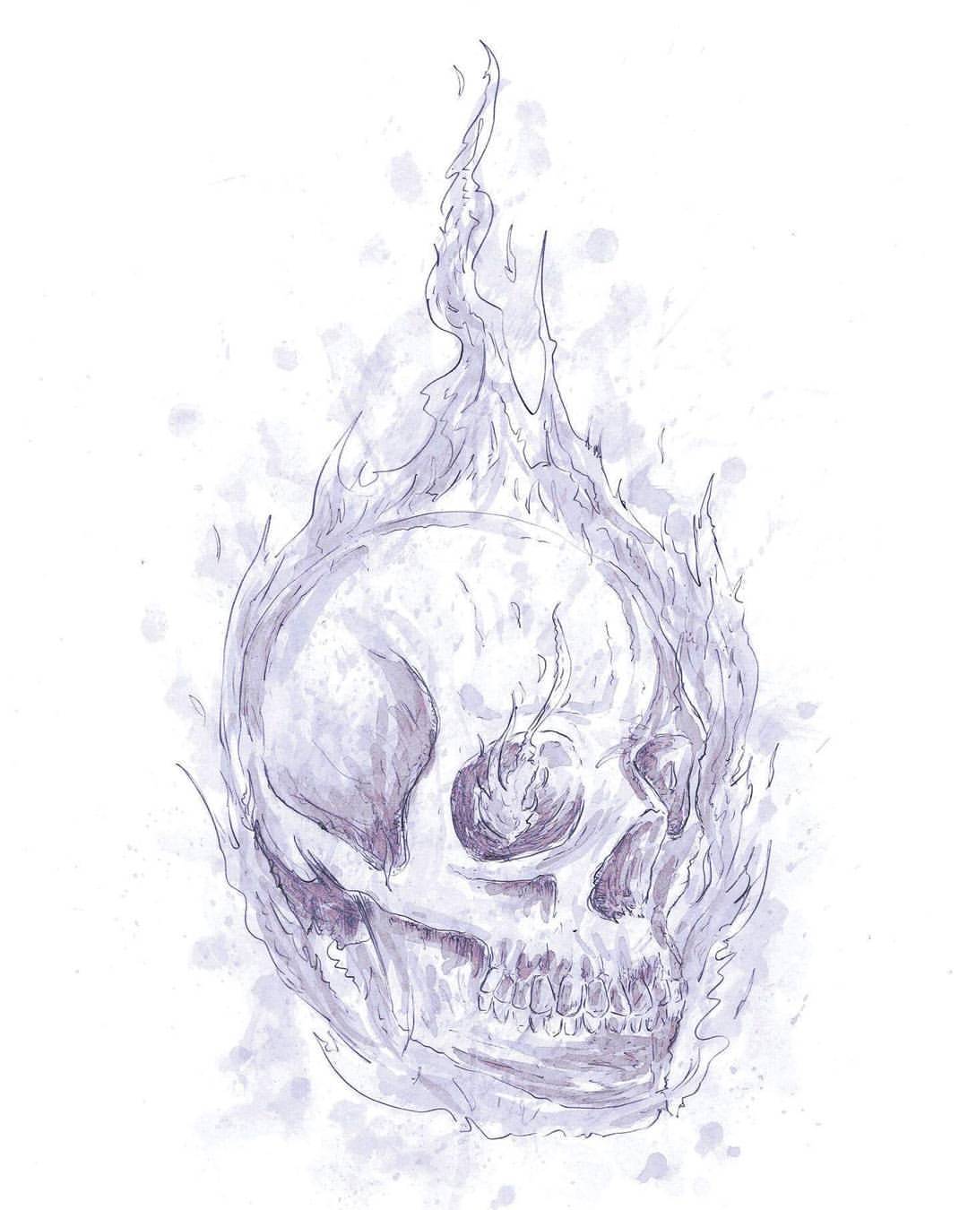 1080x1350 Lyndon White Starting To Upload The Backlog. Comic Con Sketches - Flaming Skull Sketch