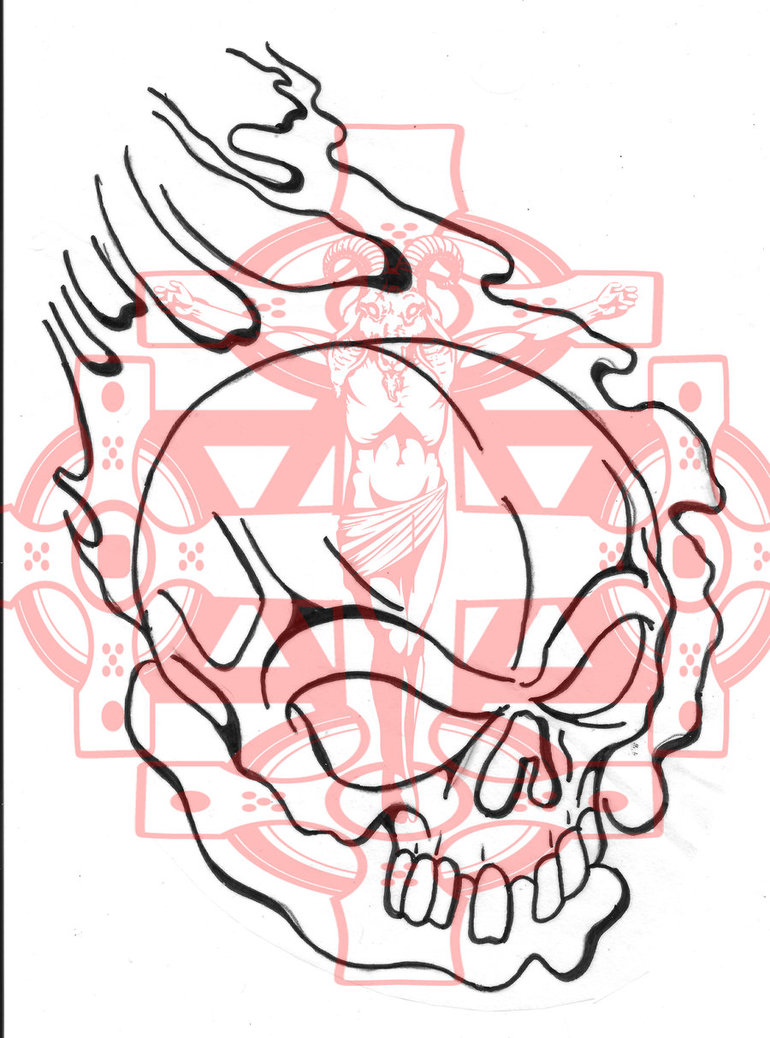770x1038 Flaming Skull Sketch By R3v Chris - Flaming Skull Sketch