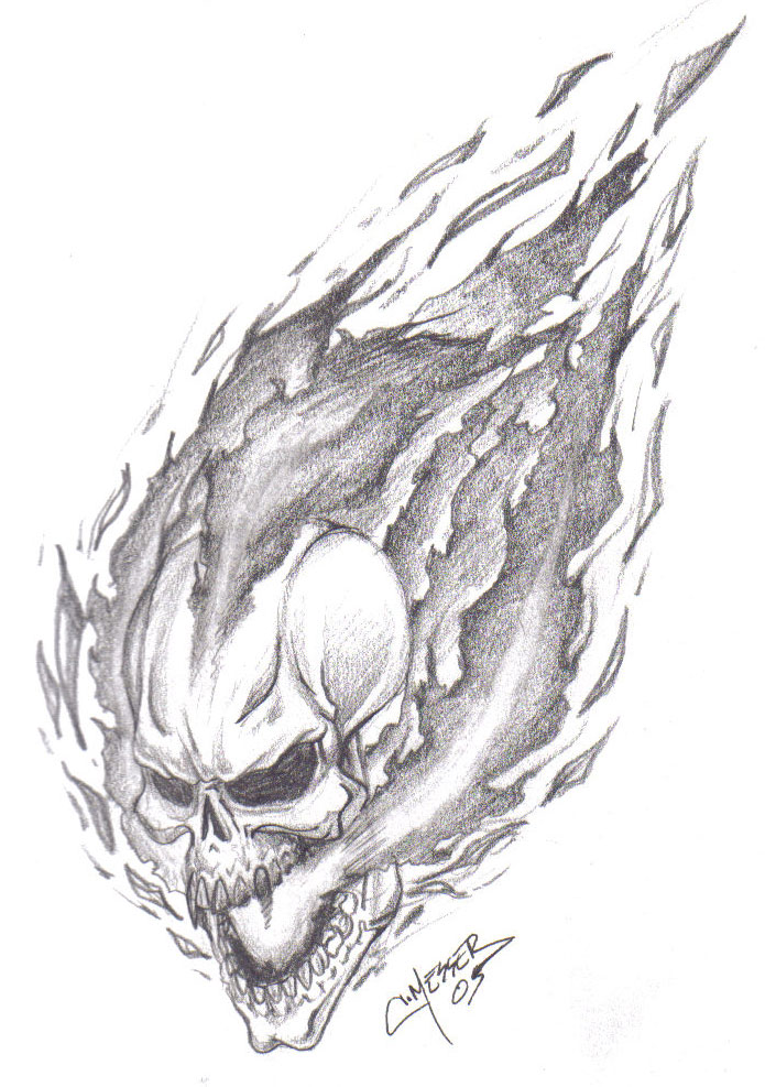695x987 Uu03yqo Skull Tattoos With Flames - Flaming Skull Sketch