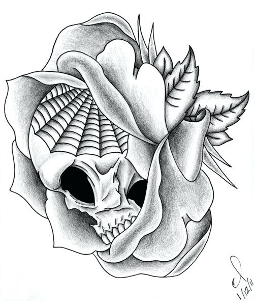 500x591 Drawn Flames Skull 3327728 - Flaming Skull Sketch