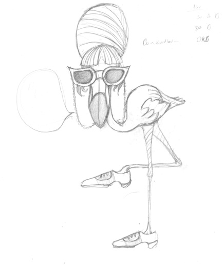 436x516 Flamingo Sketch For The Baltimore Lindy Exchange - Flamingo Sketch