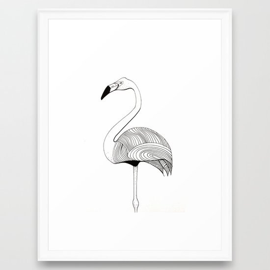 550x550 Flamingo Sketch Framed Art Print By Hindhede Society6 - Flamingo Sketch