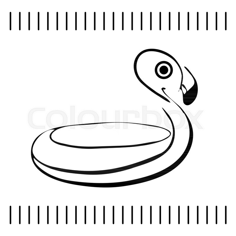 800x800 Inflatable Flamingo Sketch. Black And White Vector Illustration - Flamingo Sketch