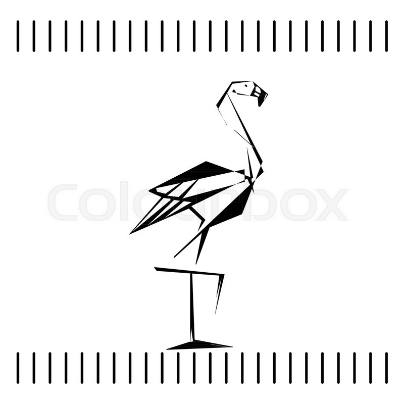 800x800 White And Black Flamingo Sketch In Low Poly Style. Stock Vector - Flamingo Sketch