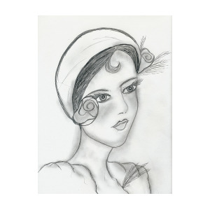 300x300 Sweet Rose Flapper Drawing By Sonya Chalmers - Flapper Sketch