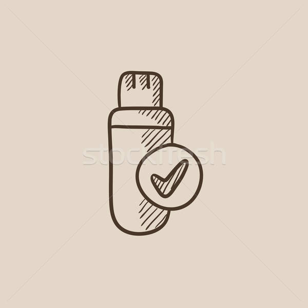 600x600 Usb Flash Drive Sketch Icon. Vector Illustration Andrei Krauchuk - Flash Drive Sketch
