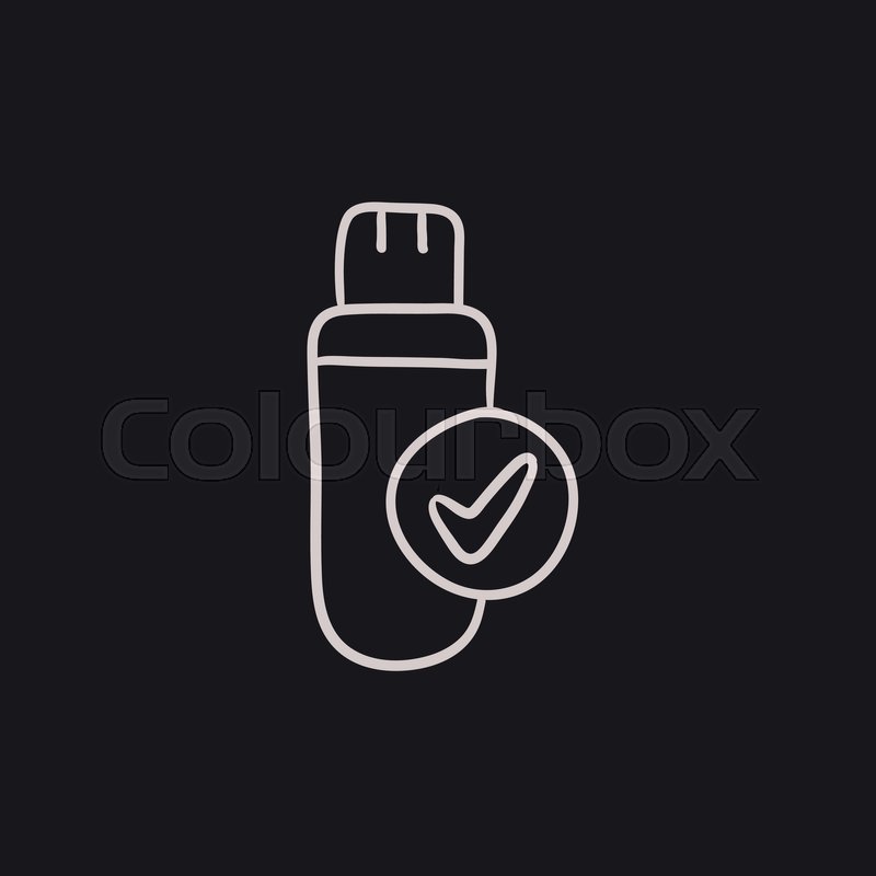 800x800 Usb Flash Drive Vector Sketch Icon Isolated On Background. Hand - Flash Drive Sketch