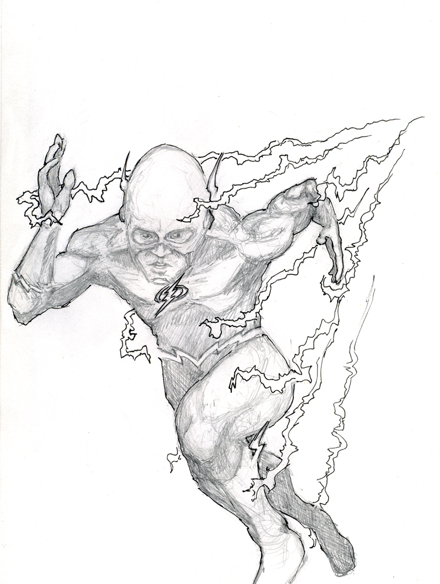 904x1200 The Flash Operation Graphite - Flash Running Sketch