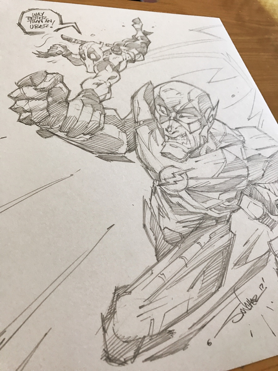 885x1181 Original Art Deadpool Flash Sketch - Flash Sketch