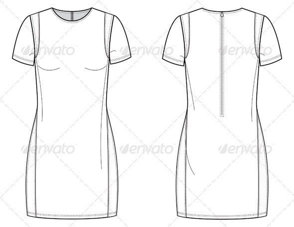 590x456 Flat Fashion Sketches For Dress With Insets By Studio524 - Flat Sketches