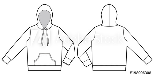 500x250 Hood Hoodie Fashion Vector Illustration Flat Sketches Template - Flat Sketches