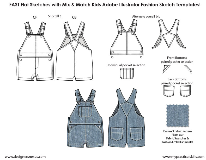 790x615 Kids Illustrator Flat Fashion Sketch Templates - Flat Sketches