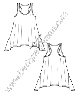 316x409 V16 Hi Lo Tank Free Illustrator Knit Fashion Flat Sketch Template - Flat Sketches