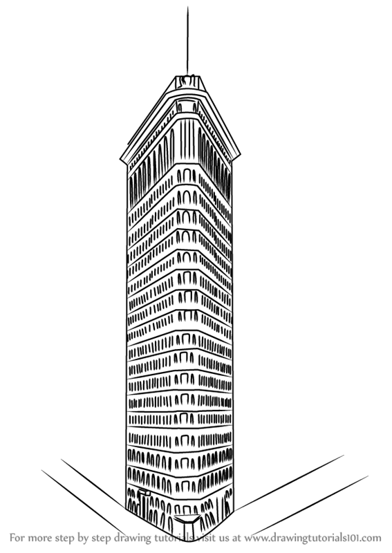 567x800 Learn How To Draw Flatiron Building (Other Places) Step By Step - Flatiron Building Sketch