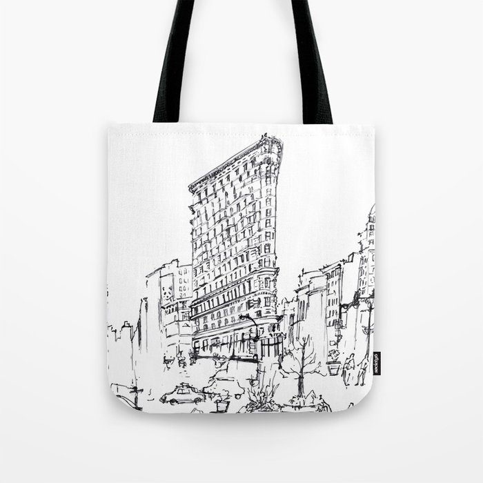 700x700 Nyc Flatiron Building Sketch Tote Bag By Xiaotwinsdesign Society6 - Flatiron Building Sketch