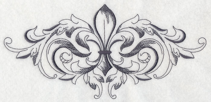 698x337 Machine Embroidery Designs - Fleur De Lis Sketch