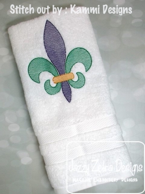 300x400 Mardi Gras Fleur De Lis Sketch Embroidery Design - Fleur De Lis Sketch
