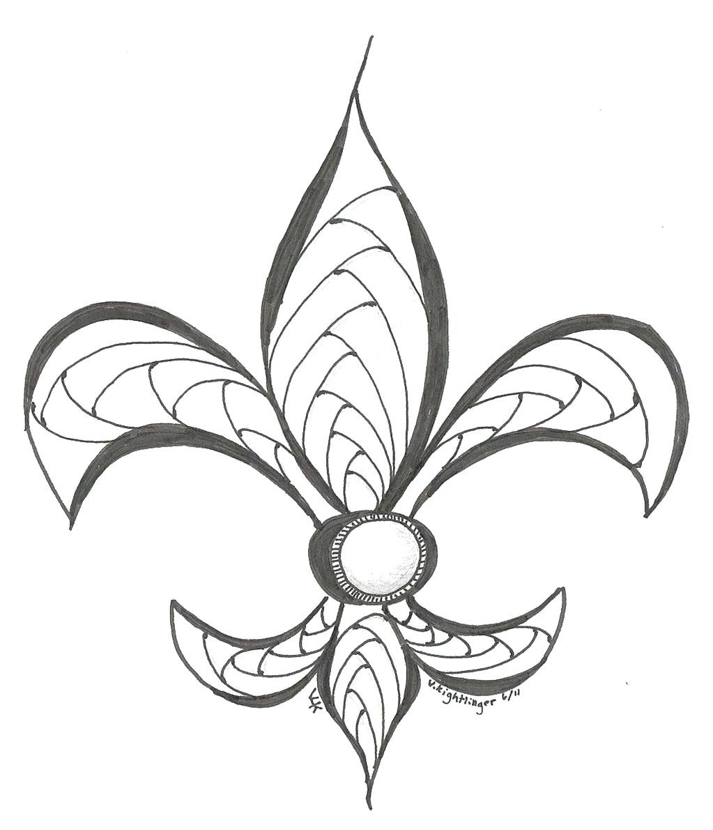1023x1190 Saints Fleur De Lis Coloring - Fleur De Lis Sketch