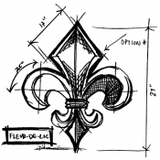 175x175 Tim Holtz Wood Mounted Stamp - Fleur De Lis Sketch