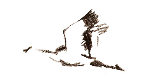 600x326 Cranes In Flight, Charcoal Sketch - Flight Sketch