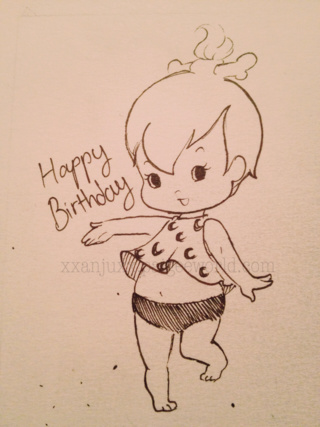 320x427 Quick Pen Drawing Of Pebbles From The Flintstones. For My Friend - Flintstones Sketch