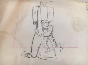 300x221 The Flintstones, Fred Original Animation Production Drawing, 1966 - Flintstones Sketch