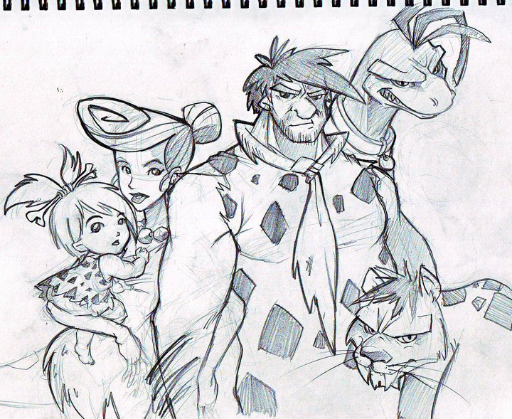 720x589 Fan Art - Flintstones Sketch