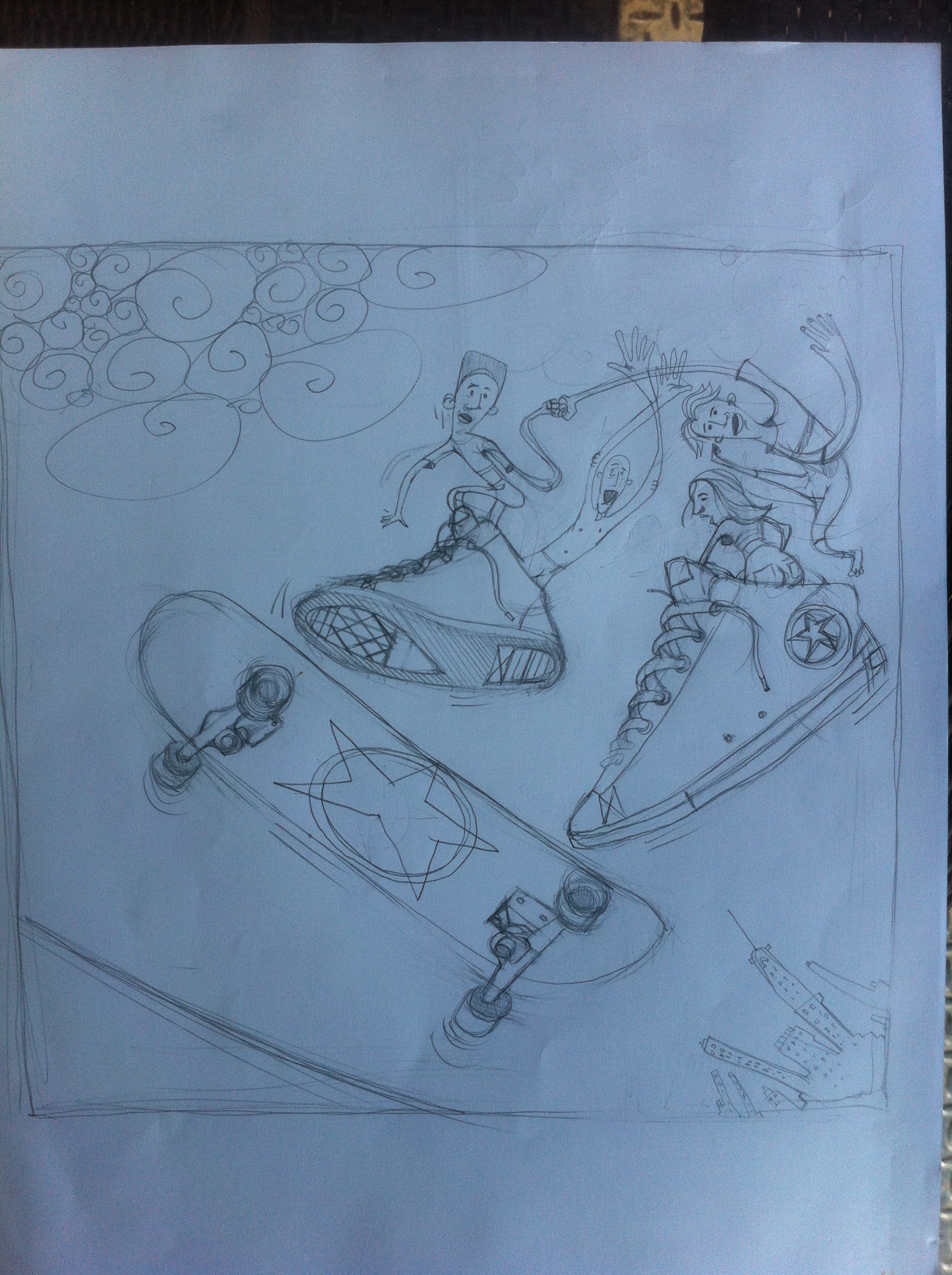 1936x2592 Heel Flip David Cooper Art - Flip Sketch