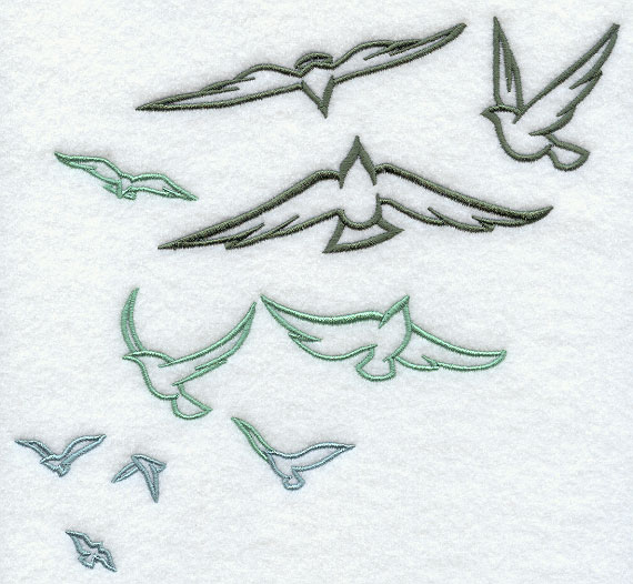 570x526 Machine Embroidery Designs - Flock Of Birds Sketch