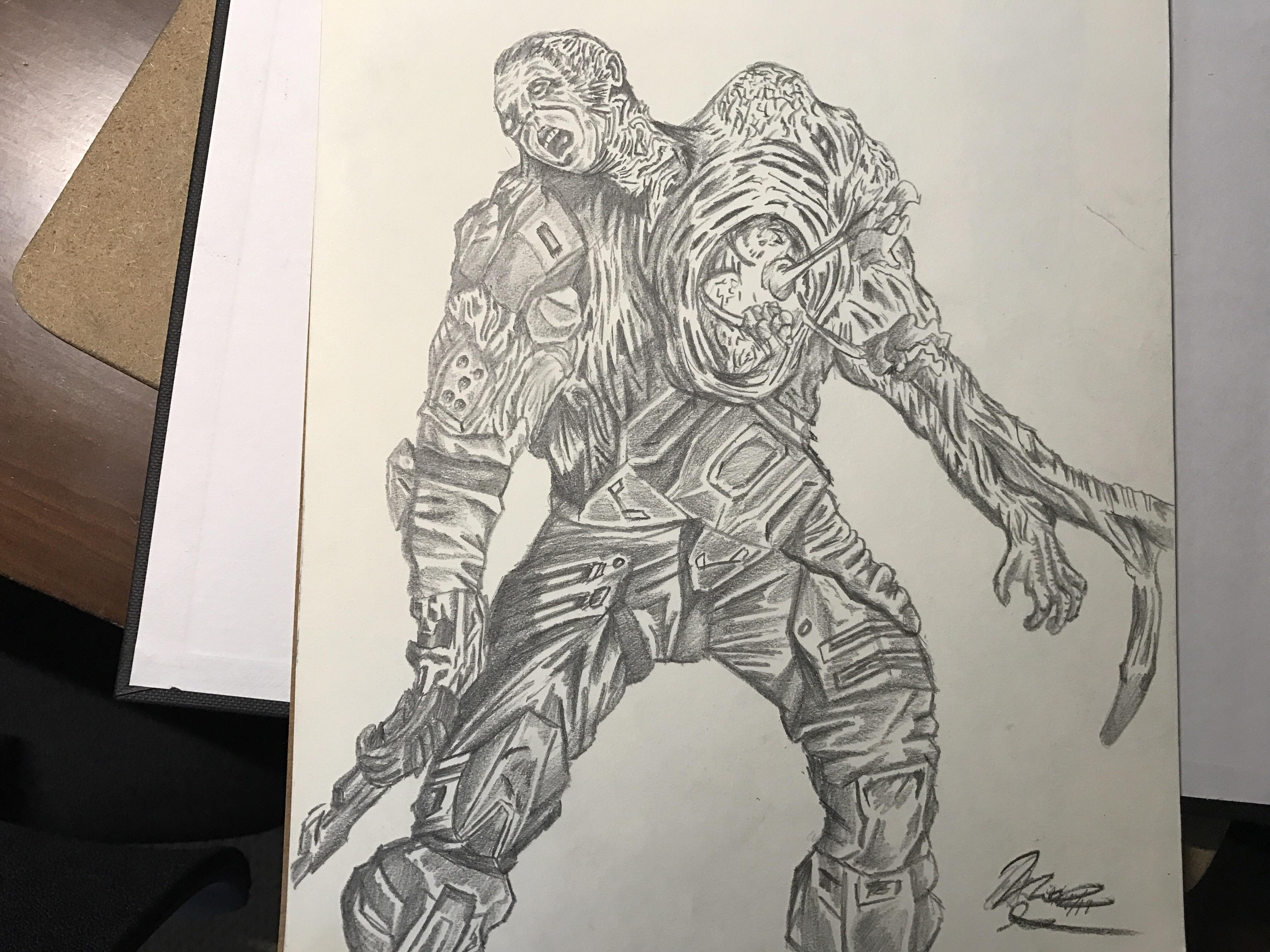 4032x3024 Flood Infected Marine Combat Form (Fan Art) - Flood Sketch