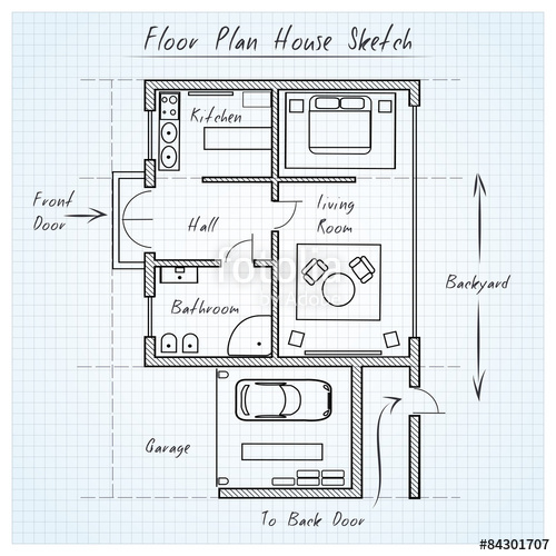 500x500 Floor Plan House Sketch Stock Image And Royalty Free Vector Files - Floor Plan Sketch
