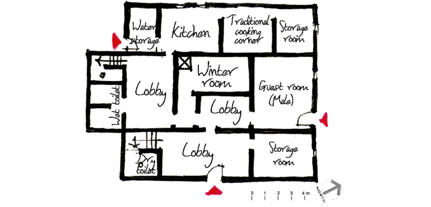 850x408 A Sketch Of A Ground Floor Plan For A Sample House In El Gara - Floor Plan Sketch