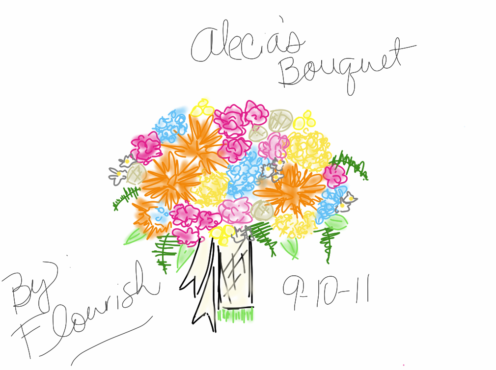 1010x754 From Sketch To Reality, Sacramento Wedding Flowers - Floral Design Sketch