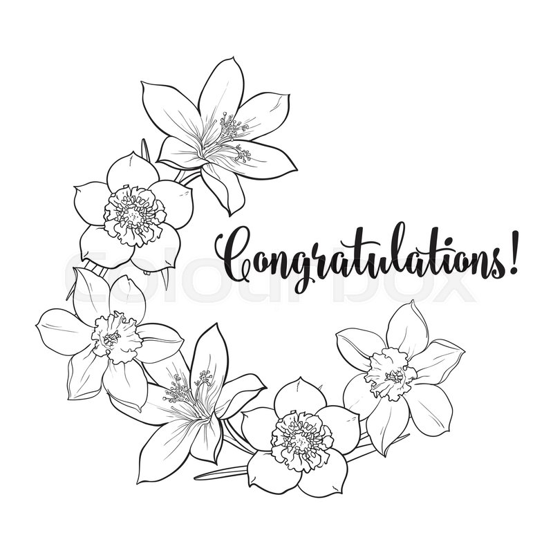 800x800 Half Frame Of Spring Flowers, Sketch Vector Illustration, Greeting - Floral Design Sketch