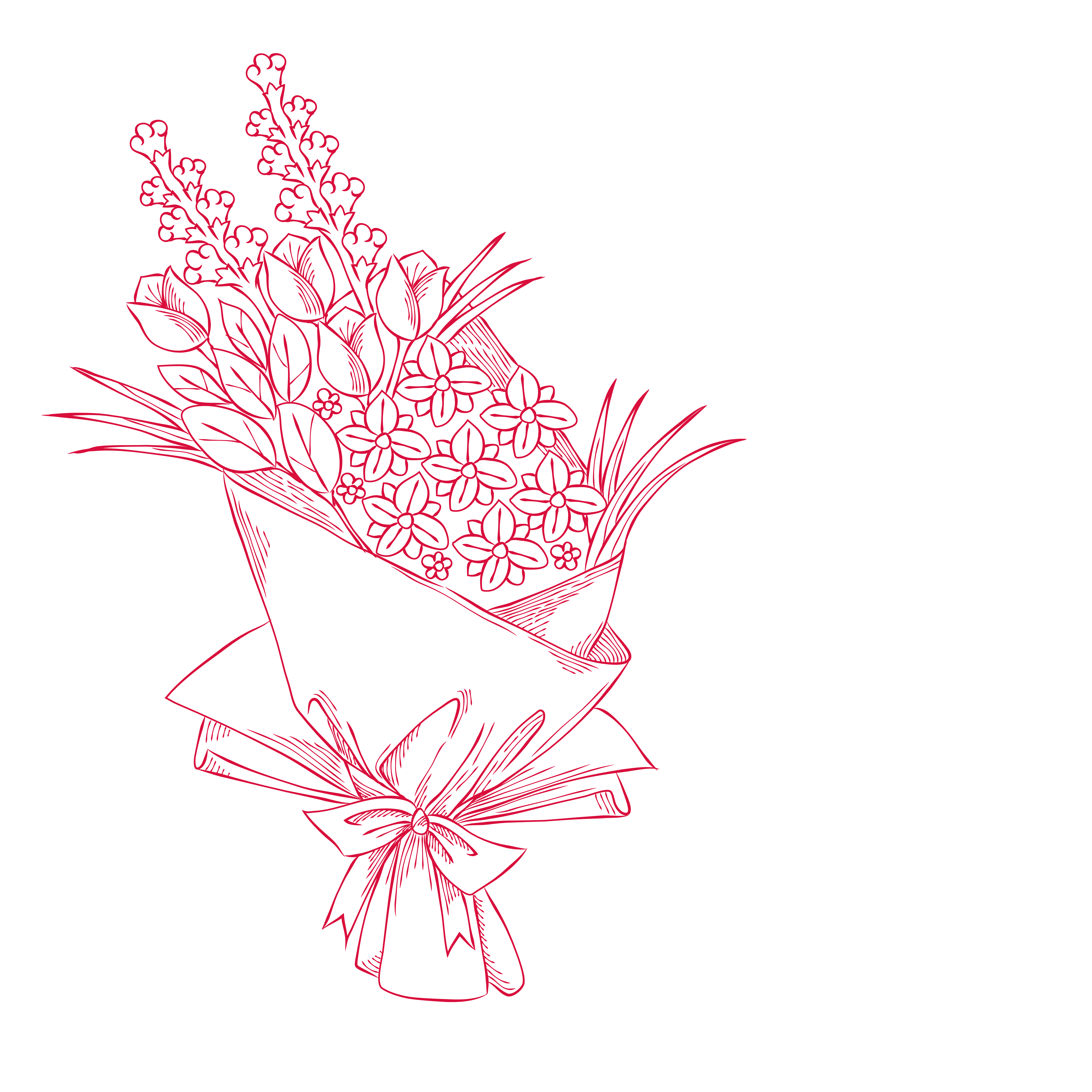 6250x6250 Pink Flower Bouquet Floral Design Drawing - Floral Design Sketch