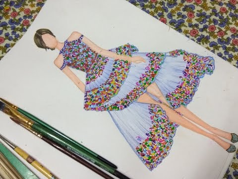 480x360 How To Sketch Floral Print Dress - Floral Print Sketch