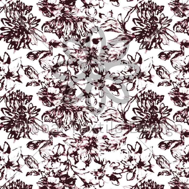 800x800 Seamless Hand Painted Floral Sketch - Floral Print Sketch