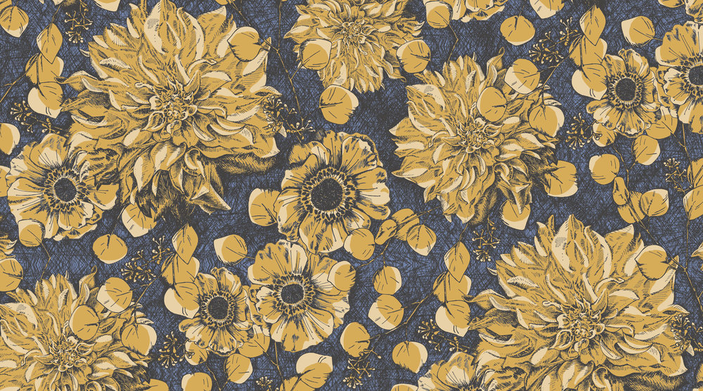 1000x556 Sketch Floral Tammy Rosecrans - Floral Print Sketch