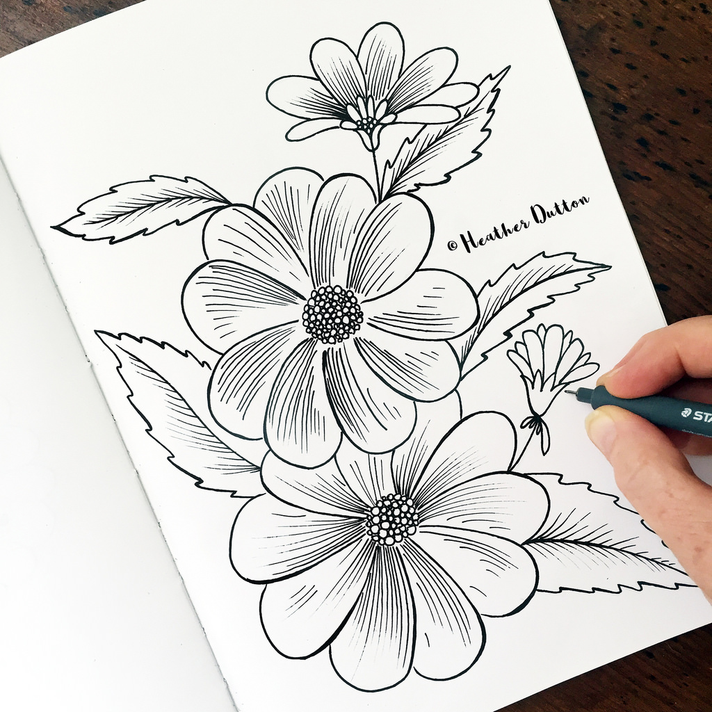 1024x1024 Blossoms The Flowers In My Garden Have All Faded Away But - Floral Print Sketch