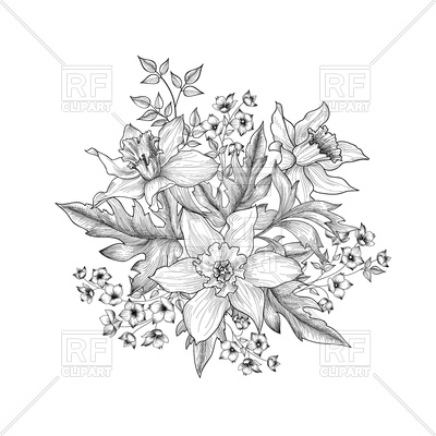 400x400 Floral Sketch Bouquet Vector Image Vector Artwork Of Objects - Floral Sketch