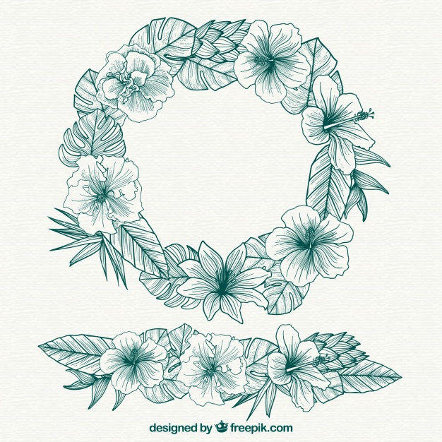 626x626 Download Vector - Floral Wreath Sketch
