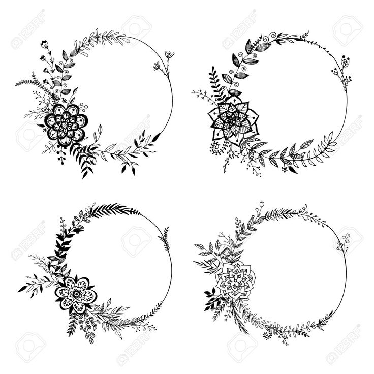 736x736 Drawn Wreath Floral Wreath - Floral Wreath Sketch