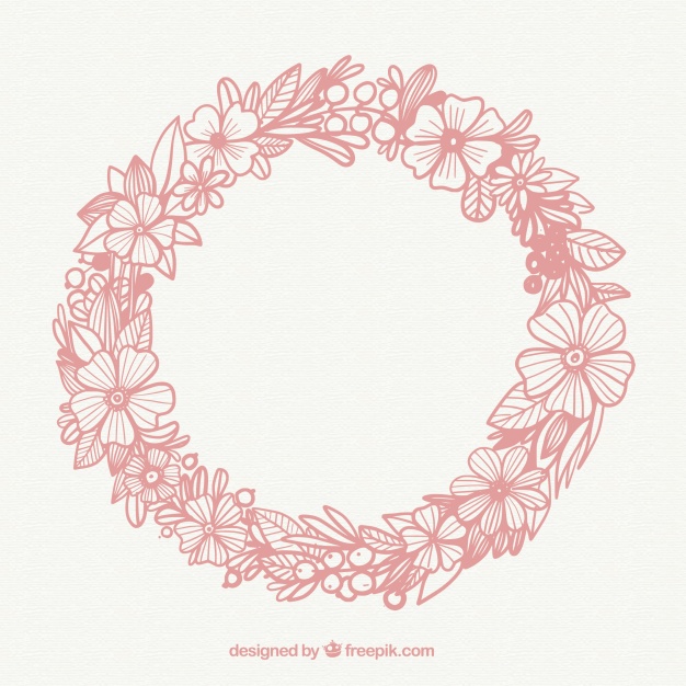 626x626 Floral Spring Wreath Sketch Vector Free Download - Floral Wreath Sketch