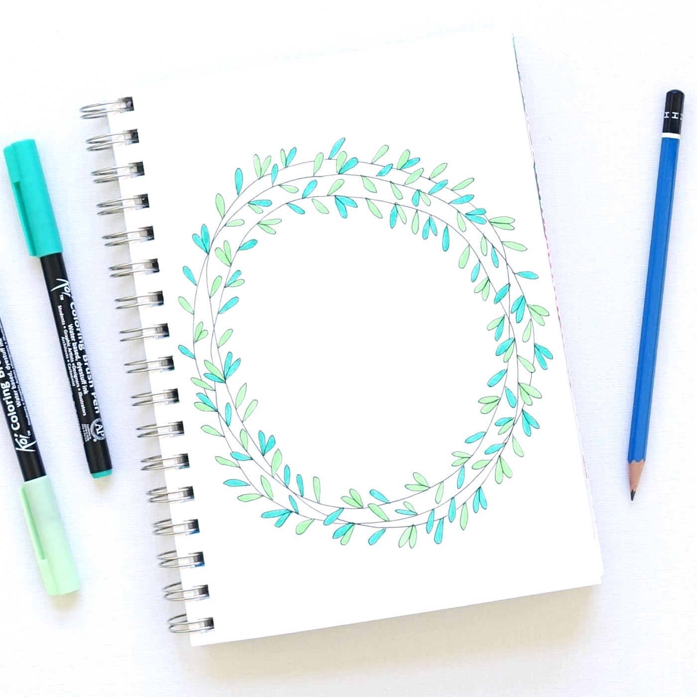 1400x1400 How To Draw A Floral Wreath - Floral Wreath Sketch