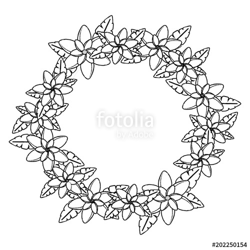 500x500 Sketch Of Floral Wreath Icon Over White Background, Vector - Floral Wreath Sketch