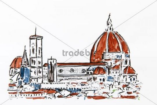 540x360 Florence Cathedral, Basilica Di Santa Maria Del Fiore Cathedral, Fl - Florence Sketch