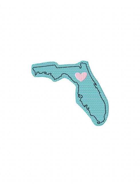 489x640 Florida State Sketch Embroidery Design - Florida Sketch