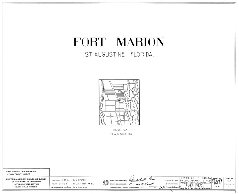 800x650 Fort Marion (Castillo De San Marcos) Sketch Map, St. Augustine - Florida Sketch